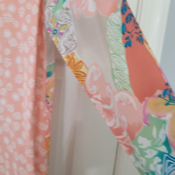 KOOS of Course 100% Silk Long Sleeve Buttondown Mixed Pattern Pastel Blouse - Picture 3 of 5